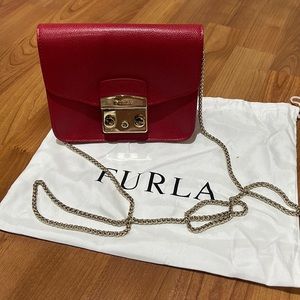 FURLA leather bag with chain strap